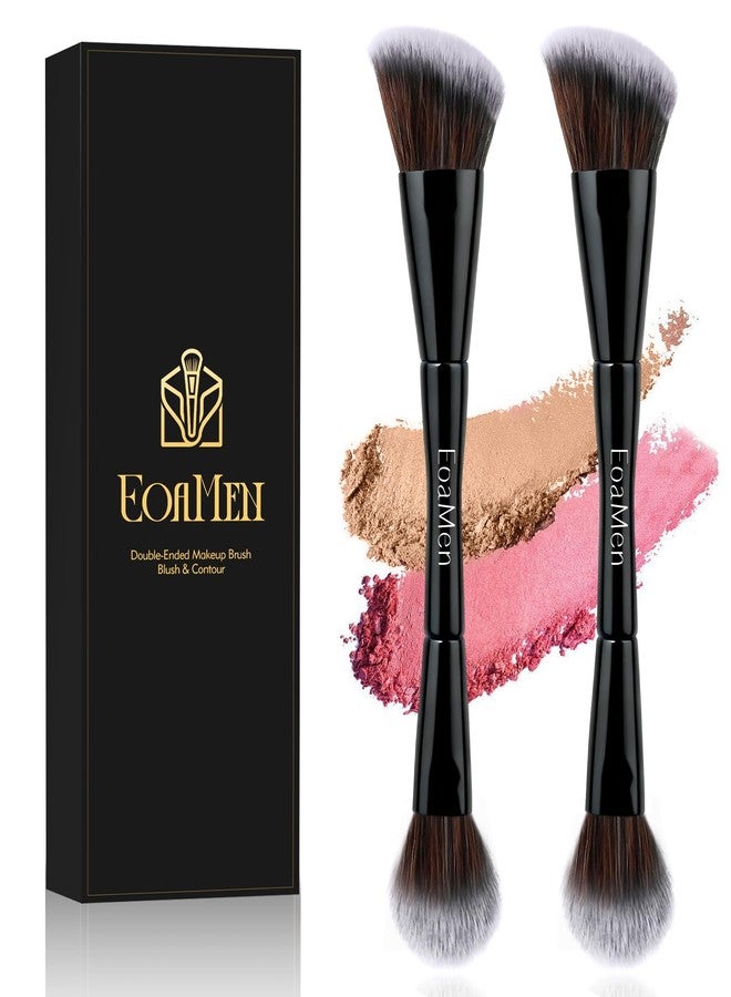 EoaMen Blush Brush, Dual-Ended Foundation Makeup Brush for Contouring, Blending, and Bronzing(Angled & Round), Angled Contoured for Flawless Face Foundation, Vegan & Cruelty-Free - Image 1